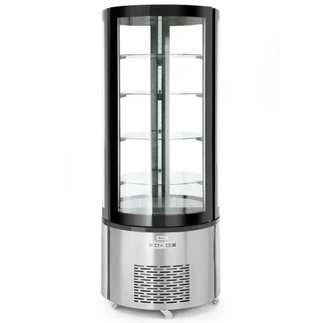 Arktic Ronde gebaksvitrine – 360L – LED-verlichting – Geforceerde luchtkoeling – Verrijdbaar – Roestvrij staal