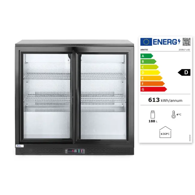 Arktic Ruime barkoelkast – schuifdeuren – LED-verlichting – 197L – zwart