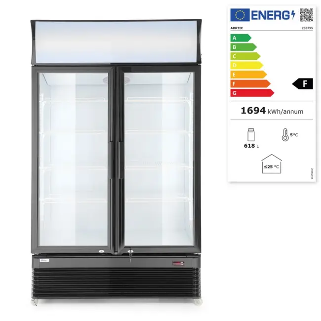 Arktic Barkoelkast 512 l zwart met ledlichtbak en 8 witte schappen