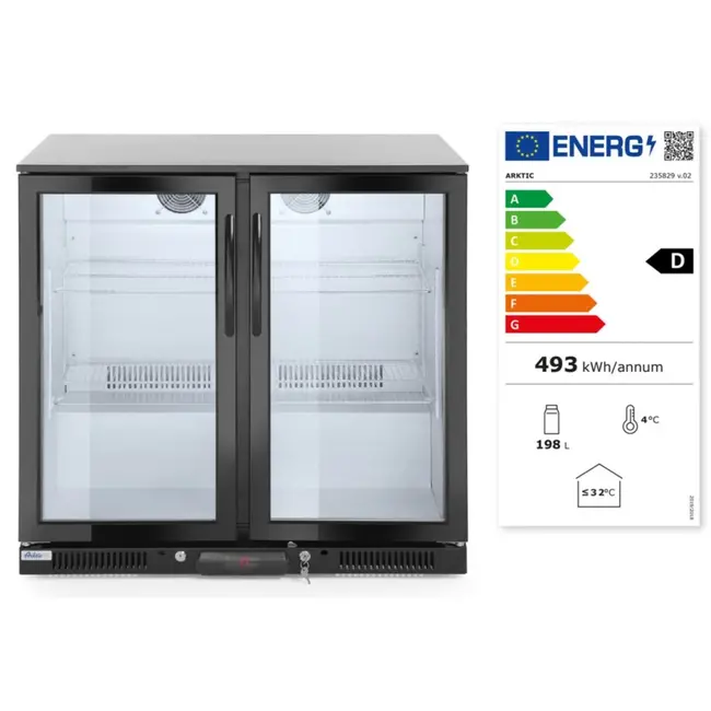 Arktic Dubbele deur barkoelkast – 180L – zwart – LED-verlichting – digitaal display