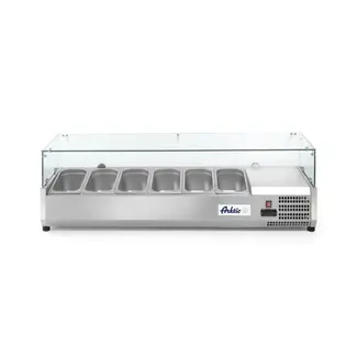 Arktic Opzetkoelvitrine GN 1/3 – Statisch – Digitaal display – 1405x420x456 mm – 6 bakken