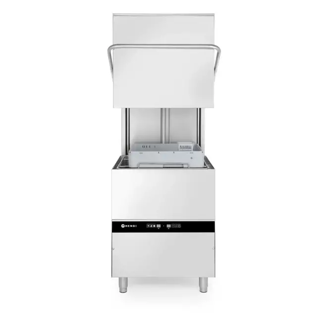 HENDI Doorschuifvaatwasser – elektronische bediening – roestvrij staal – 3 wasprogramma's – verstelbare poten