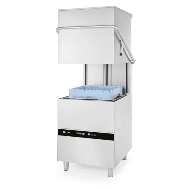 HENDI Doorschuifvaatwasser – elektronische bediening – roestvrij staal – 3 wasprogramma's – verstelbare poten