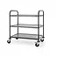 HENDI Stijlvolle serveerwagen – mat zwart – geluiddempend – 3 bladen – 905x585x945 mm