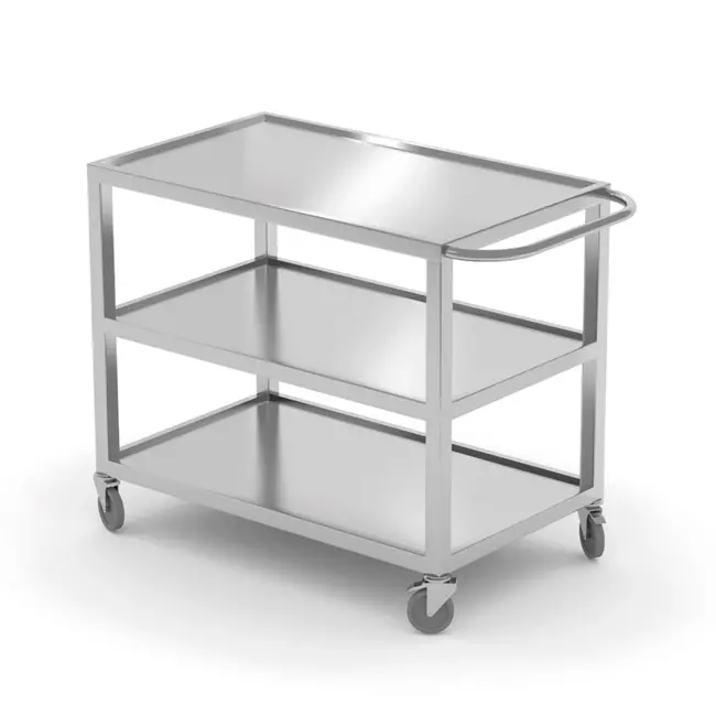 HENDI Serveerwagen voor zware belasting – roestvast staal – 3 bladen – 80 kg per blad – 800x500x850 mm
