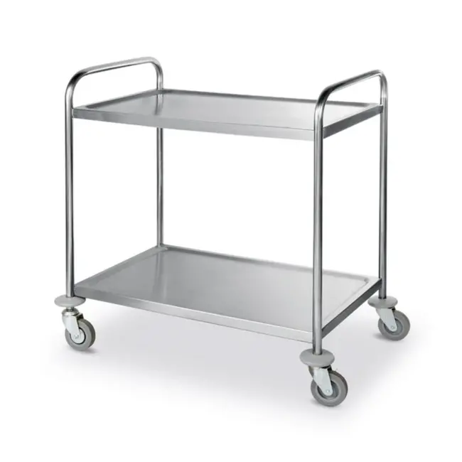 HENDI Serveerwagen – Roestvast staal – Geluiddempend – 2 bladen – 905x585x945 mm