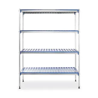 HENDI Aluminium opbergrek – 4 planken – Verstelbare voeten – 1280x405x1685 mm