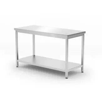 HENDI Centrale werktafel met schap – roestvast staal – verstelbare poten – 1000x600x850 mm