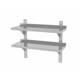 HENDI Dubbel verstelbare wandplank – roestvast staal – 800x300x600 mm – 25 kg draagvermogen