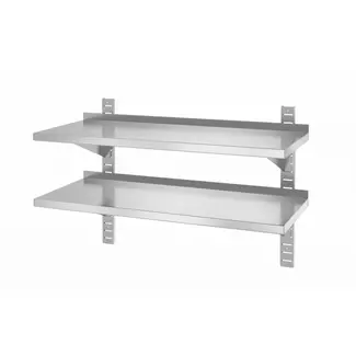 HENDI Dubbele verstelbare wandplank – roestvast staal – 1000x400x600 mm – met bevestigingsbeugels