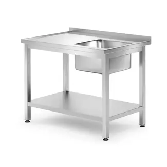 HENDI Enkele spoeltafel met schap – rechts – 1000x700x850 mm – roestvrij staal