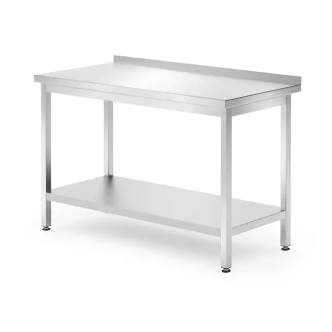 HENDI Muur werktafel met schap – roestvast staal – verstelbare voeten – 1200x700x850 mm