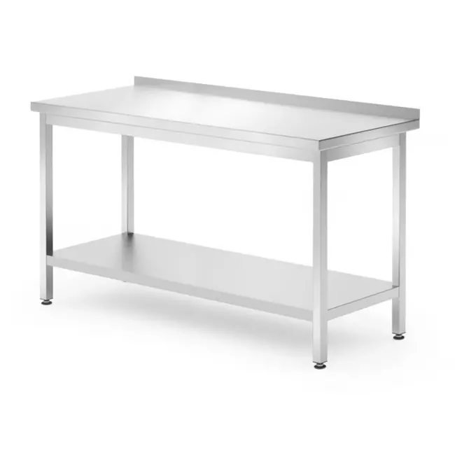 HENDI Muur werktafel met schap – geschroefd – 1400x700x850 mm – roestvast staal – verstelbare voeten