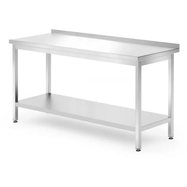 HENDI Muur werktafel met schap – roestvast staal – verstelbare voeten – 1600x700x850 mm