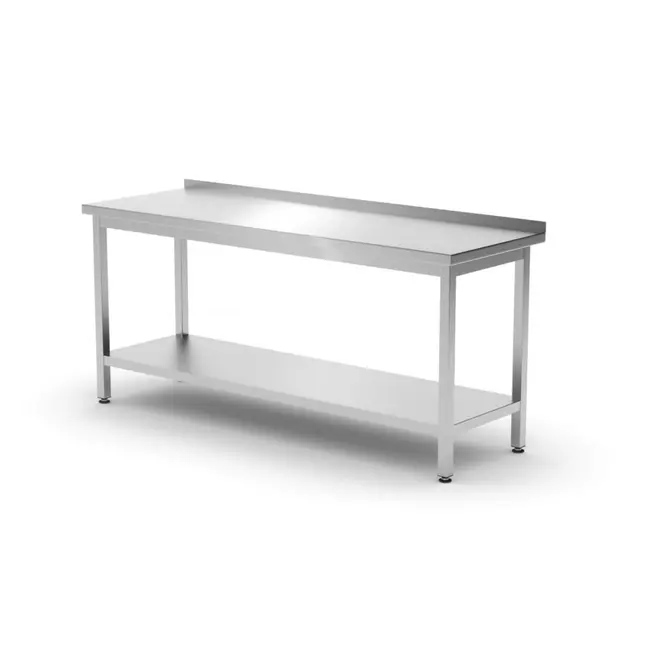 HENDI Muurwerktafel met opstaande rand en schap – 600 mm diep – 1800x600x x(H)850 mm
