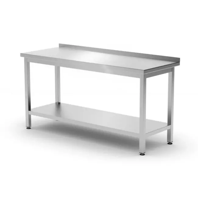 HENDI Muurwerktafel met schap – roestvast staal – verstelbare poten – 1000x600x850 mm