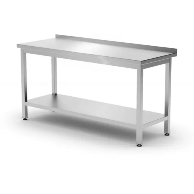 HENDI Muurwerktafel met schap – robuust roestvast staal – verstelbare poten – 600x600x850 mm