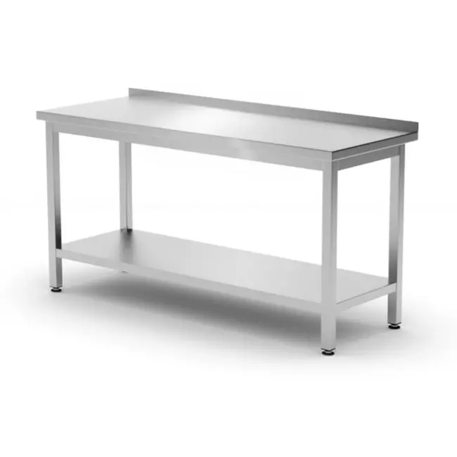 HENDI Muurwerktafel met schap – roestvast staal – verstelbare poten – 800x600x850 mm