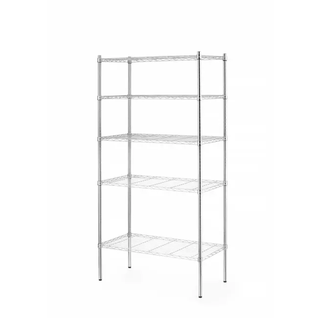 HENDI Opbergrek met 5 verstelbare schappen – Chroom – 910x455x1830 mm