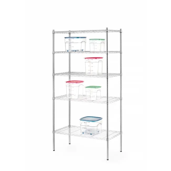 HENDI Opbergrek met 5 verstelbare schappen – Chroom – 910x455x1830 mm