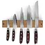 Yaxell Super Gou Messenset – 6-delig – Bamboe Magneetstrip met 5 Messen – 161 Lagen Damaststaal – SG2 Staal – 63 HRC – Canvas-Micarta Heft
