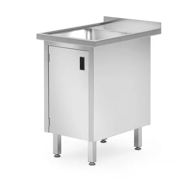 HENDI Spoeltafel met kast – gelast – diepte 700 mm – roestvrij staal – 600x700x x(H)850 mm