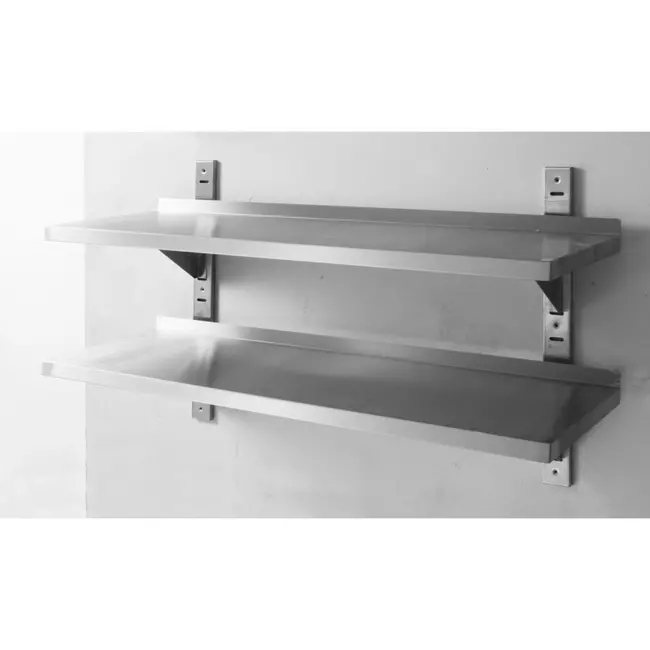 HENDI Wandplank met 2 niveaus – roestvast staal – 1800x355x600 mm – eenvoudig te reinigen