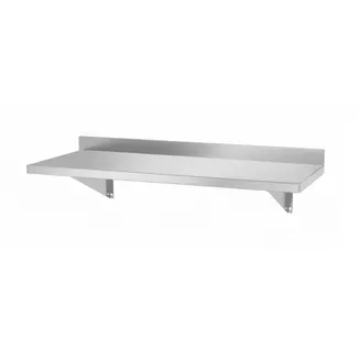 HENDI Wandplank met opstaande rand – roestvast staal – 800x300x x(H)250mm – inclusief bevestigingsbeugels