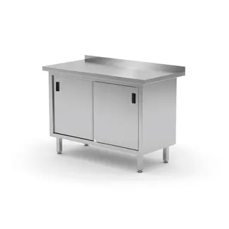 HENDI Wandwerktafel met kast – gelast – roestvast staal – 1000x600x850 mm – verstelbare poten