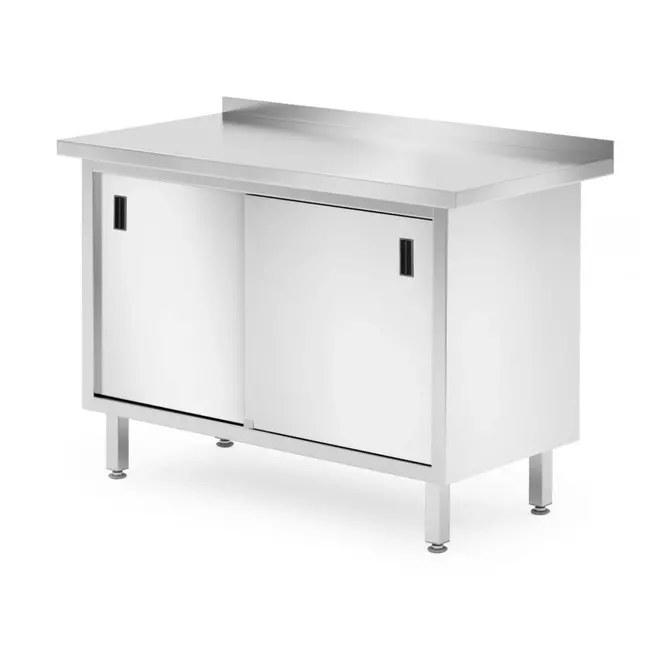 HENDI Wandwerktafel met kast – gelast – 1200x600x850 mm – roestvast staal – verstelbare voeten