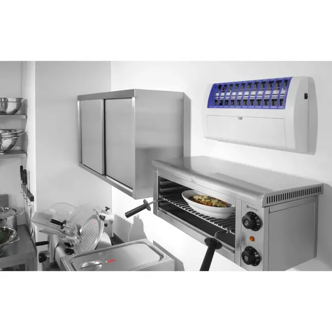 HENDI Insectenverdelger met kleefplaat – 120 m² – UV-A lamp 36W – Vlamvertragend – Muurmontage