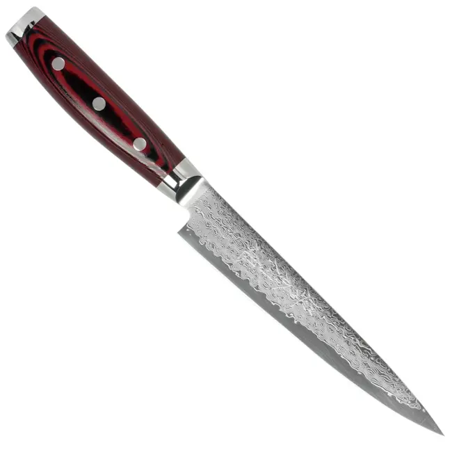 Yaxell Super Gou Messenset – 6-delig – Beukenhouten Messenblok met 5 Messen – 161 Lagen Damaststaal – SG2 Staal – 63 HRC – Canvas-Micarta Heft