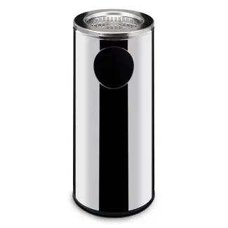 HENDI Afvalbak met asbak – roestvast staal – 33L – anti-slip bodem – gepolijst uiterlijk