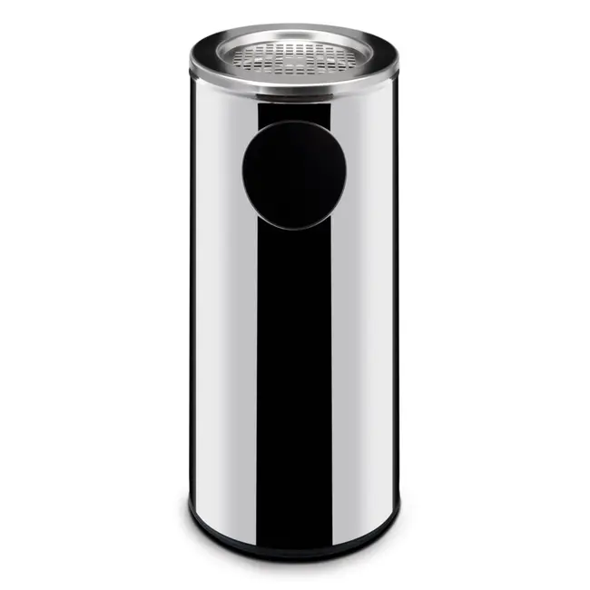 HENDI Afvalbak met asbak – roestvast staal – 33L – anti-slip bodem – gepolijst uiterlijk