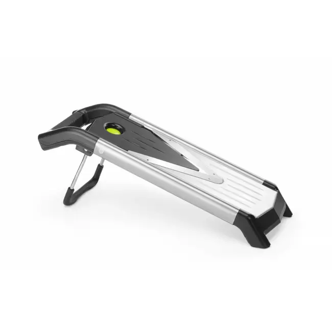 HENDI Multifunctionele mandoline – V-vormig blad – Verstelbare snijdikte – Inclusief julienne pads – Zwart