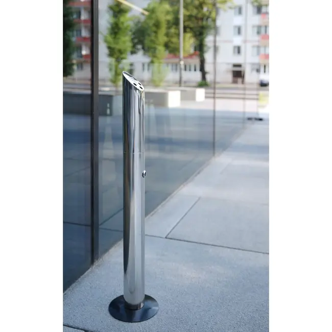 HENDI Staande zuil asbak – robuust ontwerp – eenvoudig te legen – roestvast staal – 920 mm hoog