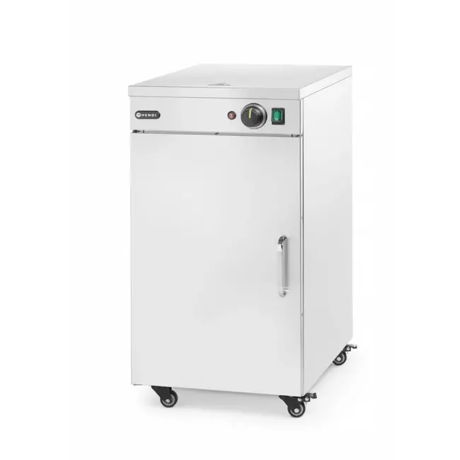 HENDI Enkele bordenwarmer – roestvrij staal – 3 planken – 72 borden – wielen met remmen