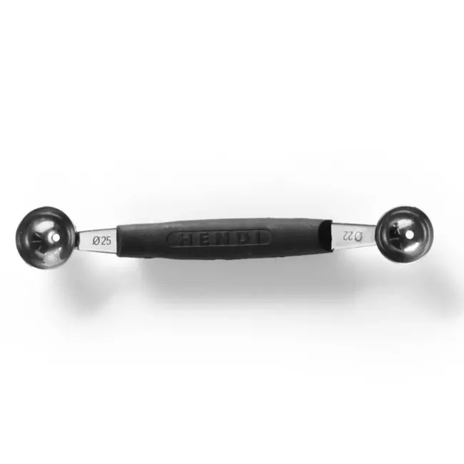 HENDI Dubbele meloenbolletjeslepel – 22-25 mm – zwart – 165 mm