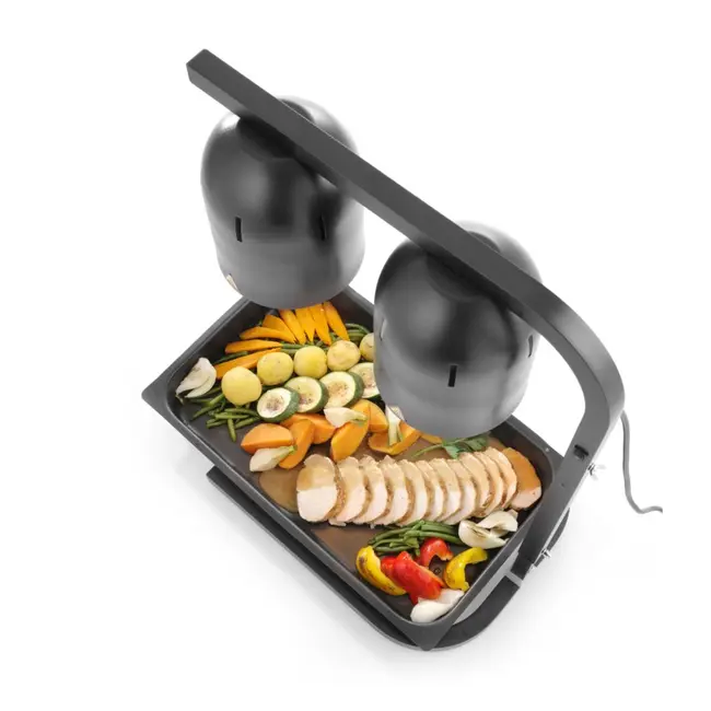 HENDI Infrarood warmhoudbrug – verstelbare hoogte – splintervrije lampen – zwart – 250W