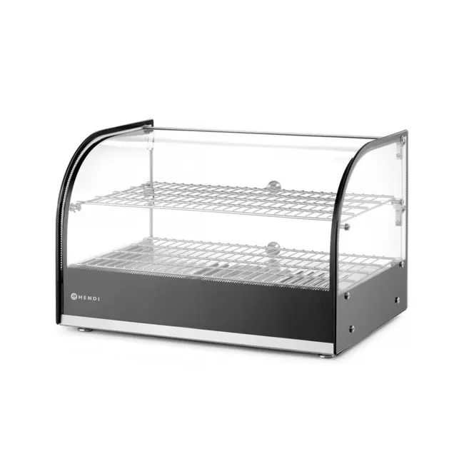 HENDI Tweelaagse warmhoudvitrine – zwart – gehard glas – 554x376x376 mm – 800W