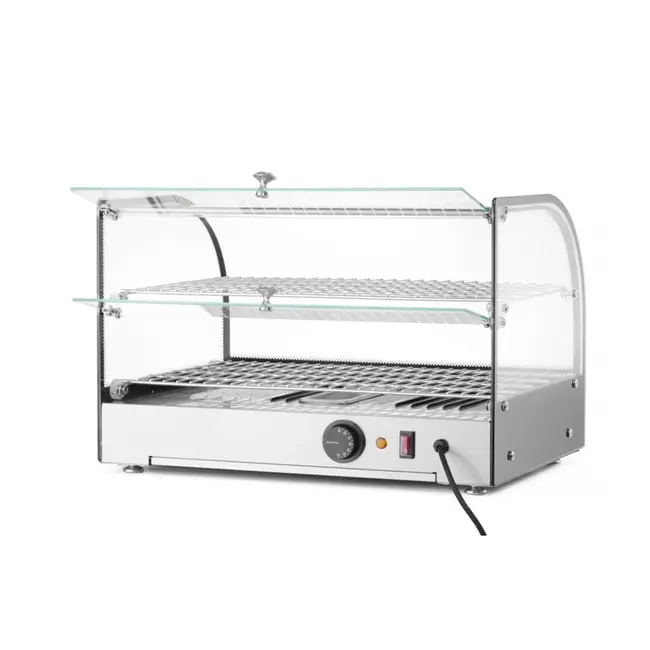 HENDI Tweelaagse warmhoudvitrine – zwart – gehard glas – 554x376x376 mm – 800W