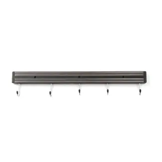 HENDI Messenmagneet met 5 haken – 2 sterke magneetstrips – 470 mm – eenvoudig te monteren