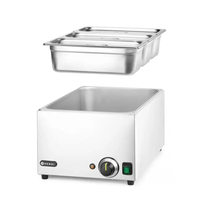 HENDI Energiezuinige bain-marie set – 3x GN 1/3 containers – roestvast staal – 230V/1000W – 590x332x242 mm