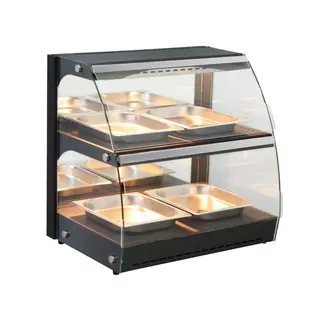 Hendi Warmhoudvitrine - Tweelaags - Kwarts Verwarming - 650x485x630mm - RVS & Gehard Glas