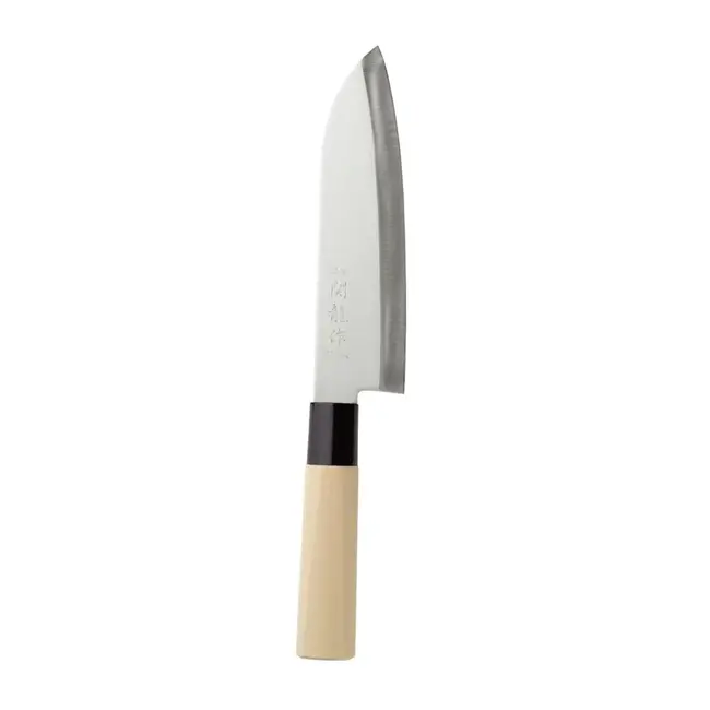 HENDI Japans Santoku mes – Populieren handvat – Roestvast staal – 290 mm – Licht hout
