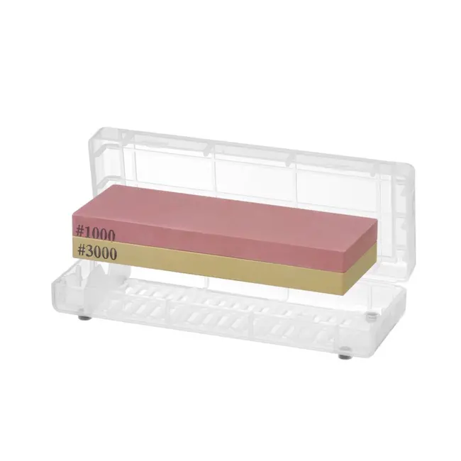 HENDI Dubbelzijdige Japanse slijpsteen – 220/1000 en 1000/3000 korrel – Inclusief opbergdoos – 185x65x30 mm