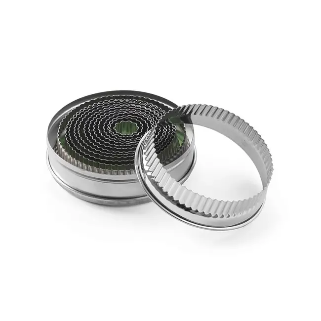 HENDI 14-delige uitsteekvorm set – kartelrand – rond – ø18-108 mm – roestvast staal