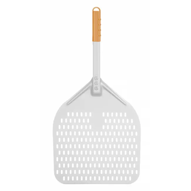 HENDI Vierkante geperforeerde pizzaschep – korte handgreep – 350x710 mm – lichtgewicht aluminium