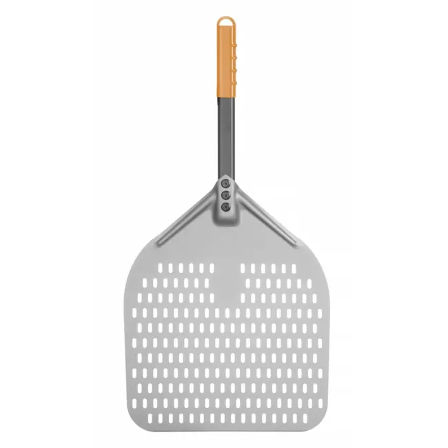 HENDI Vierkante geperforeerde pizzaschep – geanodiseerd aluminium – korte handgreep – 350x710 mm