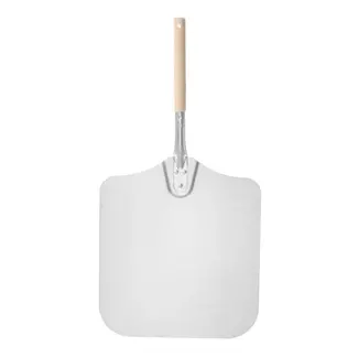 HENDI Vierkante pizzaschep – korte houten handgreep – aluminium – 305x660 mm – hittebestendig